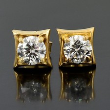 2Ct White Diamond Solitaire Studs-Great Shine  Bling VIDEO No Tarrif.