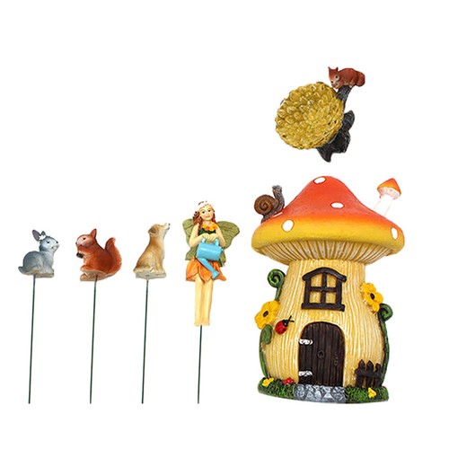 6pcs Mushroom House Fairy Bonsai Decorazioni Ornamento in miniatura per giardino - Zdjęcie 2 z 12