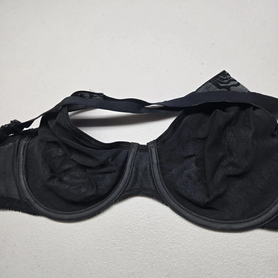 Sujetador convertible Olga 36C negro floral con aros malla minimizador Foto 4 de 4