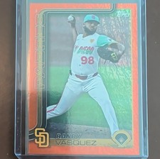 2024 Topps Orange Rainbow Foilboard Serial # Randy Vasquez #456 Padres /25