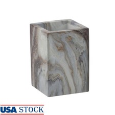 Modern Square Agate Toothbrush Holder Polyresin Tumbler Cup Bathroom Organizer