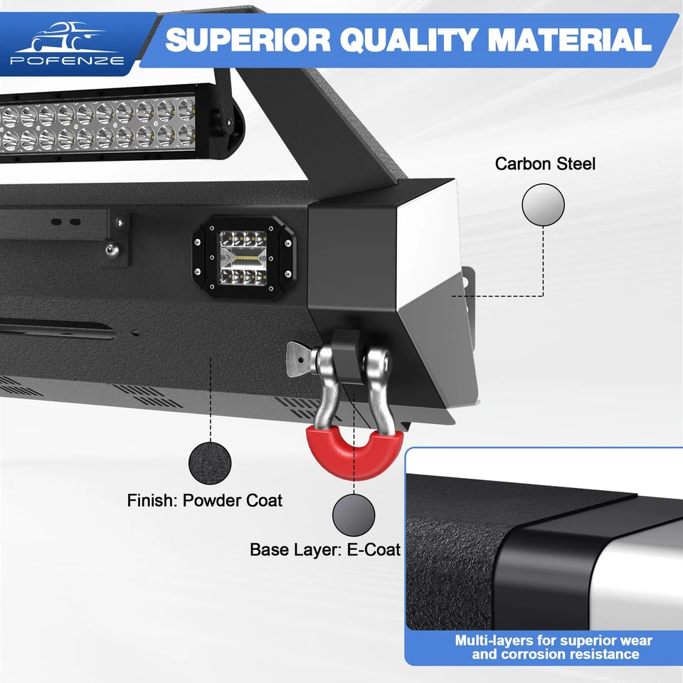 Steel Front Bumper LED Lights Off-Road w/ LED Light For 2010-2023 Toyota 4Runner Foto 4 de 4