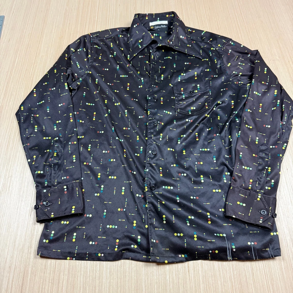JOGAL Glitterjurk voor heren, lange mouwen, pailletten, jaren '70, discoparty, kostuum, Wit meerkleurig., L