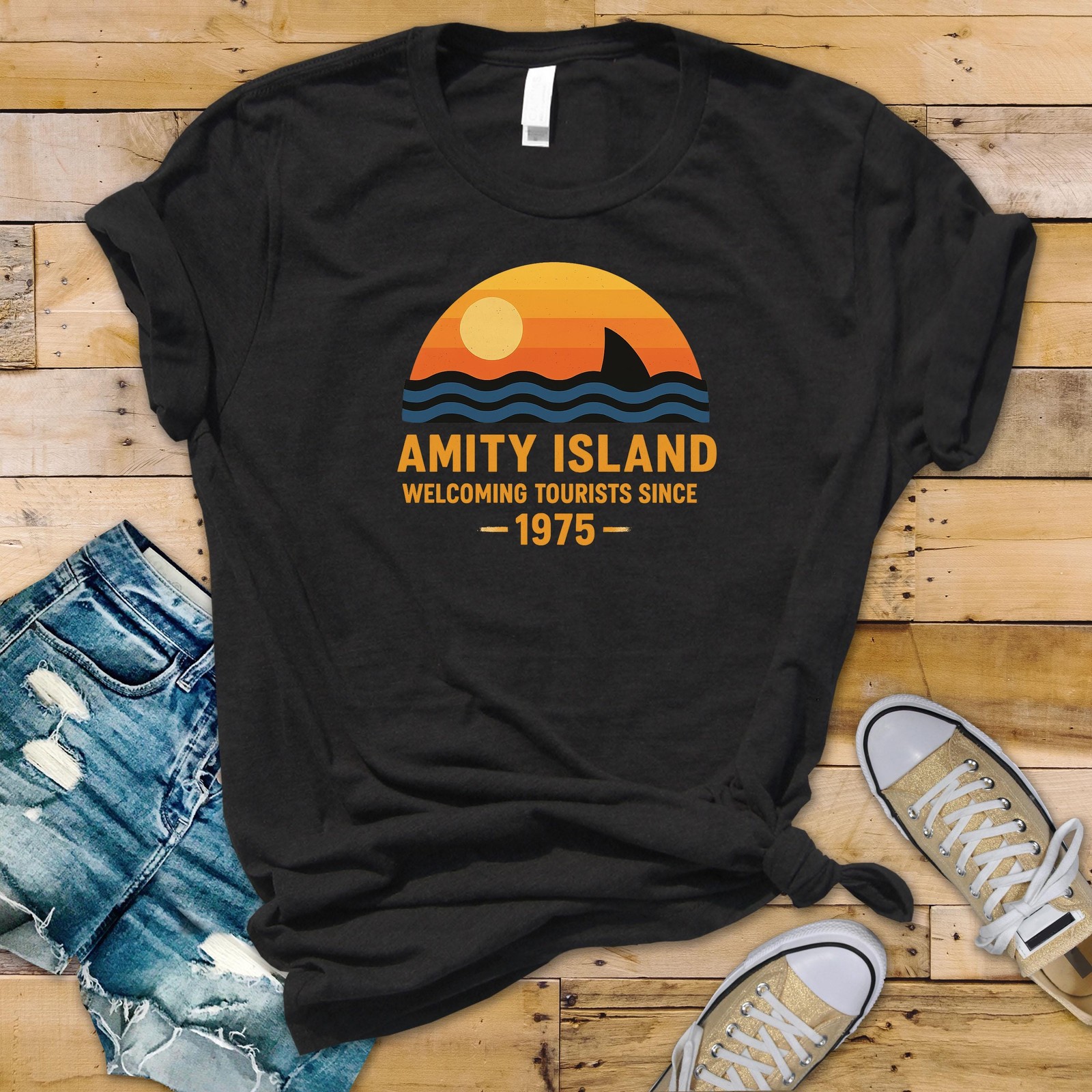 Movie Parody T-Shirt - Amity Island 1975 Design on Bella & Canvas Premium Tee -