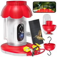 Upgrated Solar Hummingbird Feeder with Camera for Outdoors, Instant Notificat...
