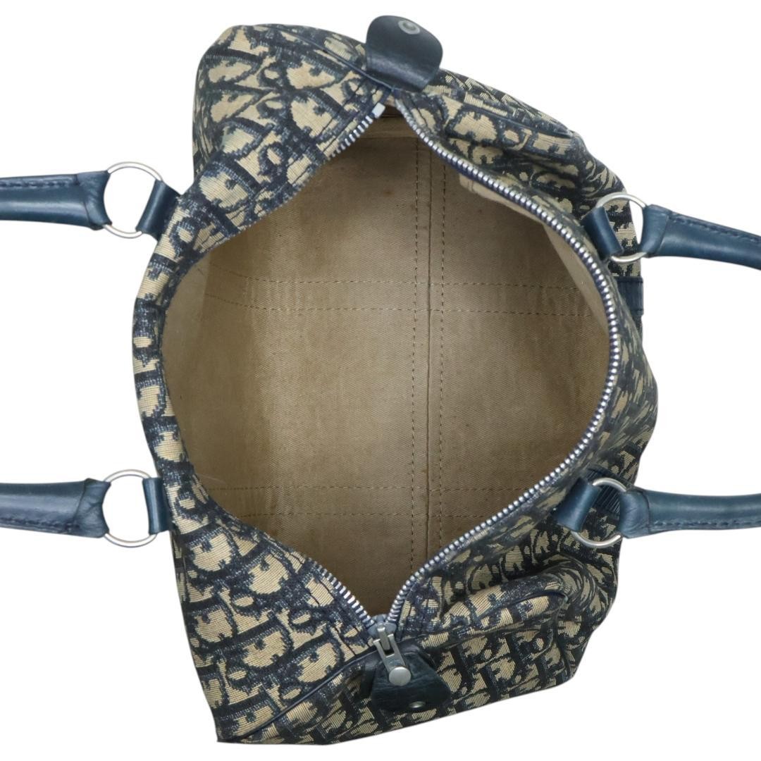 Christian Dior Mini Boston Handbag Canvas Leather Navy Beige Authentic thumbnail 24