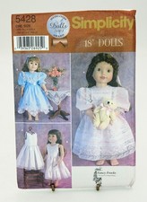 Pattern Dolls 18" Clothing Dresses Historical Styles Simplicity 5428
