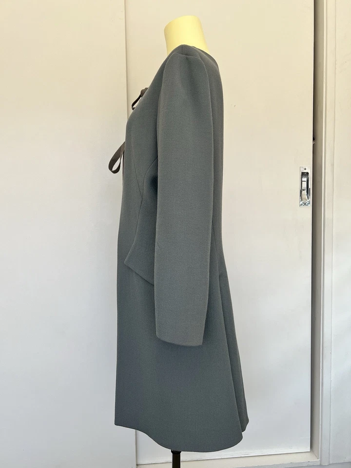 Белая история куртка женщин 12 Gunmetal Alessandro 100% шерсти длинное пальто новый $1950 - Изображение 4 из 4