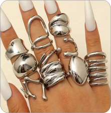 Gold Chunky Stackable Rings Set for Women 14K Non Tarnish Bold Thick Dome Statem