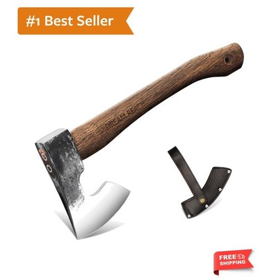 Lightweight 14.5  Hatchet Axe with Forged Steel Blade and Leather Sheath