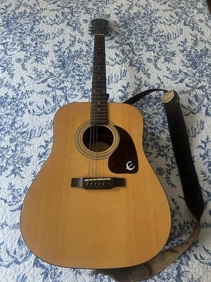 VTGE Epiphone By Gibson PR150 NA Acoustic Guitar W Leather Franklin Strap READ