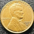 1957-D Lincoln Wheat Cent, “Woody”, Good Condition w/ Die Chip Error on the “B”