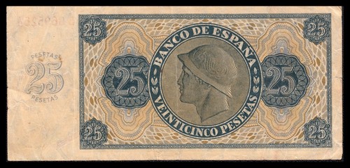 España - Spain 25 Pesetas 21-11-1936 Pick 99 (Imagen) MBC = F - Imagen 3 de 3