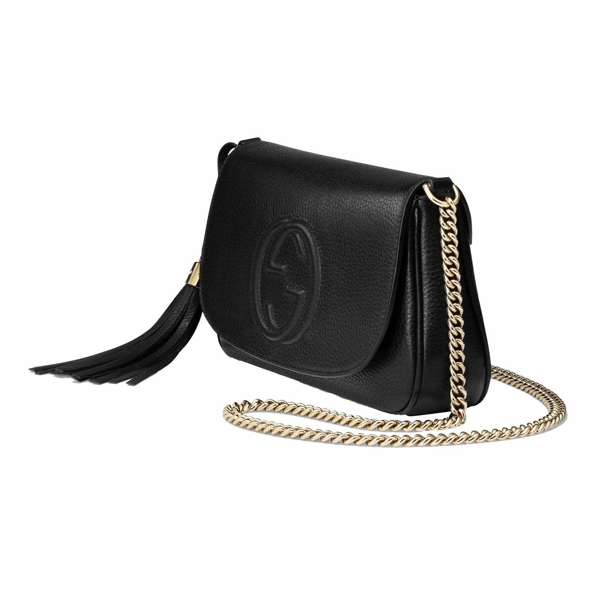 『1年保証』 Gucci Soho Disco GG Black Calf Leather Tassel Chain 宋