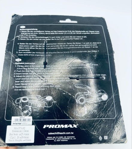 Promax Ahead System Adjustable Stem, Black, MA-573-8T - Picture 3 of 4