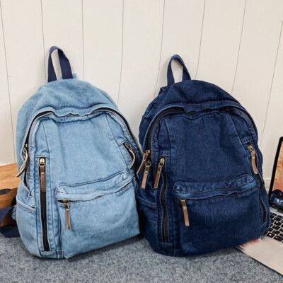 Japanese Students Shoulder Bags Denim Canvas Backpack  display picture 3