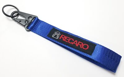 JDM RECARO Blue Racing Keychain Metal key Ring Hook Strap Lanyard Nylon ...