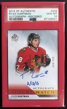 2015-16 SP Authentic Ryan Hartman Future Watch Auto Inscribed Rookie /50 PSA 10