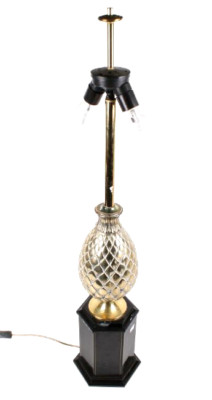 70er Jahre Lampe Messing Ananas ''HOLLYWOOD REGENCY'' auf schwarzer Halterung wiegt 4,6 k