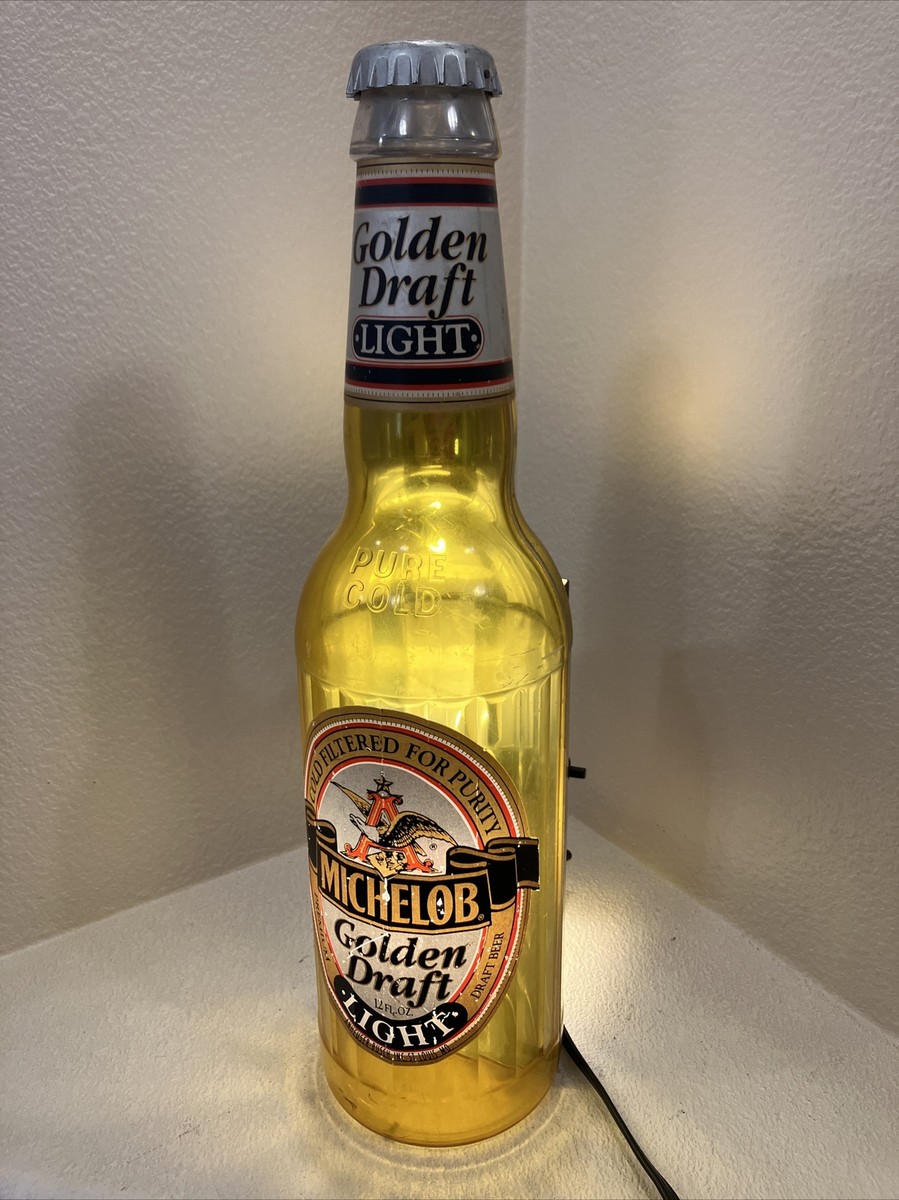 Michelob Golden Draught Vintage Bottle Bar Beer Display Sign 5”x17