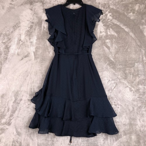 Tommy Hilfiger Kleid Sommer Frühling 38" Chiffon Rüschen dunkelblau gepunktet NEU - Bild 5 von 11