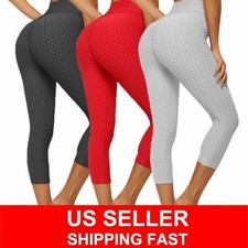 Women Anti-Cellulite Yoga Pants High Waist Ruched Butt Lift Fitness Gym Leggings