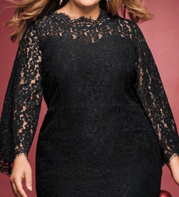 22W PLUS Monroe and Main Black Formal Wedding Church Funeral Adeline Lace  Dress | eBay