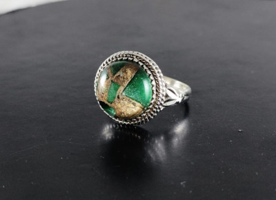 Beautiful Green Double 8 Silver Ring, Gift Ring For Women, Solid Sterling Ring