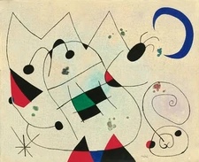 JOAN MIRO Art Poster or Canvas Print "VIPÈRE EXASPÉRÉE DEVANT L'OISEAU ROUGE"