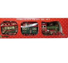 Porcelain Train 3-Piece Set by Holiday Trim ~ Holiday Decor ~ Painted