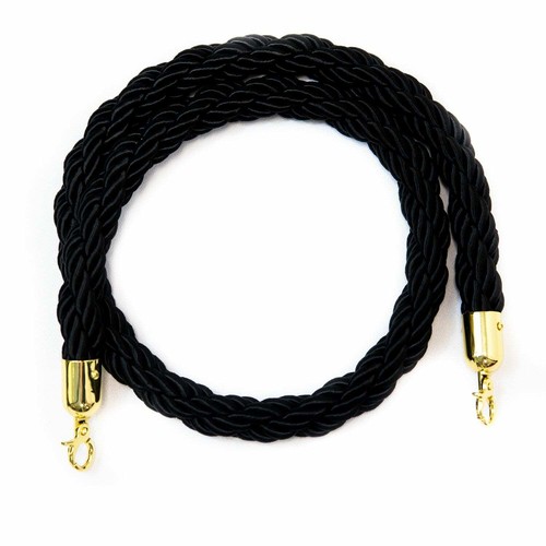 1.5 Meter Stanchion ROPES Black Control Rope Crowd Queue Line Barrier GOLD - Picture 5 of 5