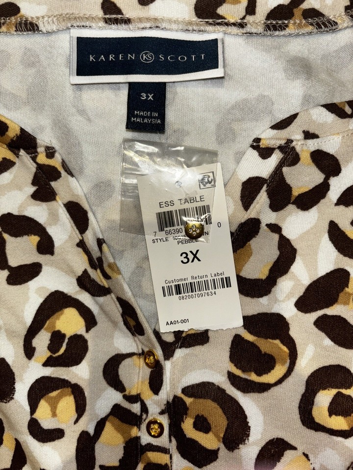 Woman’s Leopard ANIMAL🐆 Print Top NWT CASUAL CAREER TUNIC LONG SLEEVE