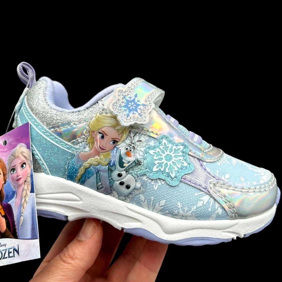 Zapatillas sin cordones Disney Frozen para niñas pequeñas talla 7-9 plateadas/azul claro Foto 2 de 4
