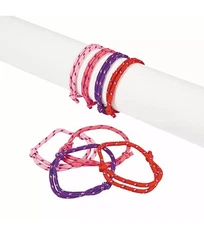 72 Party Favors Friendship Rope Bracelets ~ Valentine's Day - Red, Purple, Pinks