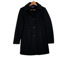 Anne Klein Wool Blend Coat Womens Size Petit Small Black Smart Casual Lined