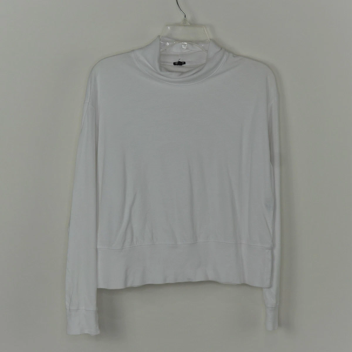 Monrow Jersey Mock Neck Slouchy Sweatshirt White sz XS Modal