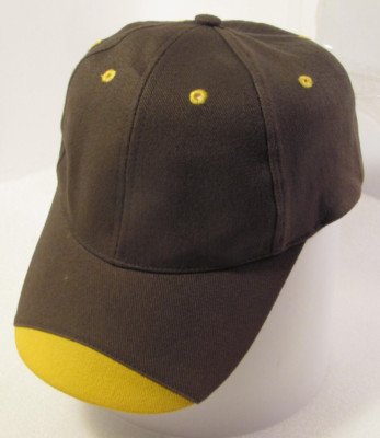 Malibu Dan Plain Hat Mens Brown Adjustable Yellow Tip Vtg Designer Cap Y2K Blank