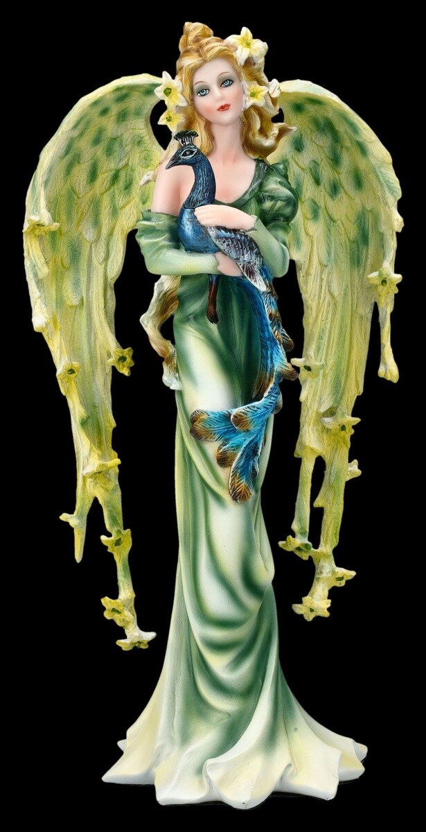 Elf Figur Teao With Peacock Fairy Fantasy Decor Gift, Polyresin