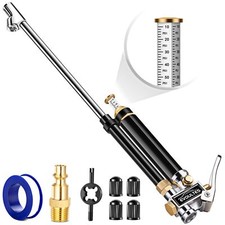 Heavy Duty Tire Inflator with Pressure Gauge, 16.5" Extended Dual Head Air