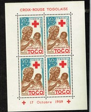 Togo Medicine African Hospital Nurse and Baby Red Cross Souvenir Sheet 1959 MNH