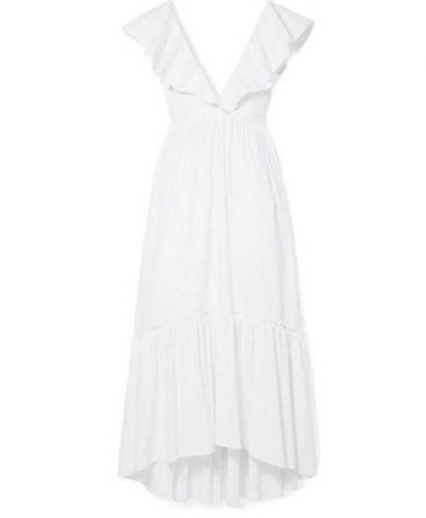 La Ligne Nwt Dress D' e'te' Maxi White Striped Ruffle See Through Bottom Siz XS La Ligne Nwt Dress D' e'te' Maxi White Striped Ruffle See Through Bottom Siz XS