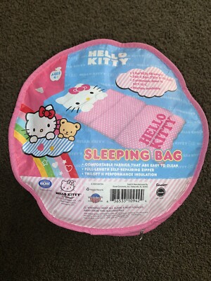 Hello Kitty Sanrio Sleeping Bag Zippered 28 x 56  2012 Blanket w Zip Case Nice