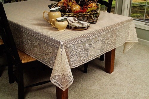 Majestic Autumn Cafe Lace Tablecloth 70" x 90" Dining Room Fall Thanksgiving - Picture 5 of 5
