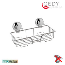 PORTAOGGETTI CROMATO a VENTOSA per DOCCIA VASCA BAGNO SPUGNE SAPONE GEDY