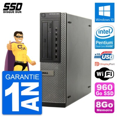 PC Dell Optiplex 990 DT Intel G630 RAM 8Go SSD 960Go Windows 10 Wifi