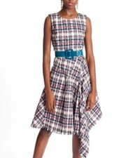 OSCAR DE LA RENTA Net a Porter Tweed Asymmetrical DRESS 8 US / 10 - 12 UK