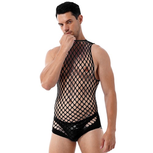 Freebily Herren Netz Netz durchsichtig dehnbar Bodys Turnanzug Slip - Bild 6 von 77