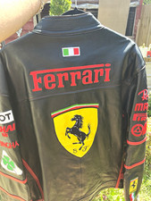 Ferrari Sebastian Vettel F1 Racing Vintage Leather Jacket W/ Sponsors *RARE*