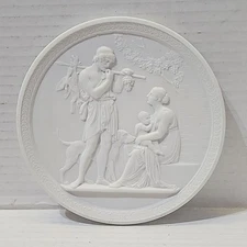 Vintage ROYAL COPENHAGEN Bisque Plague "Autumn" from Four Seasons, 5.3in