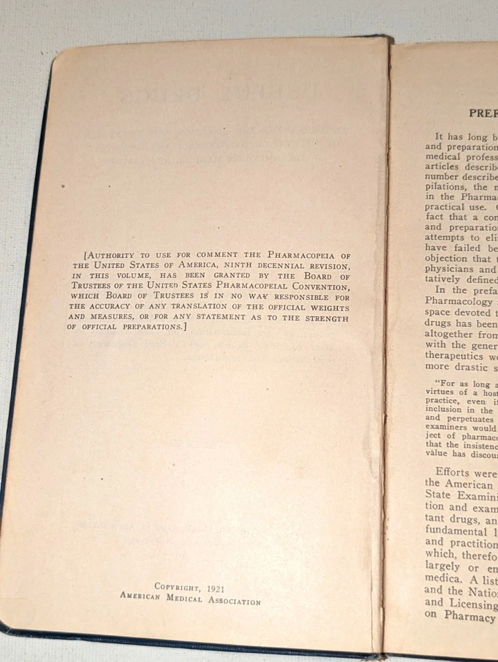 Vintage 1921 Useful Drugs Handbook Fifth Ed. American Medical Association, AMA - Image 4 of 4